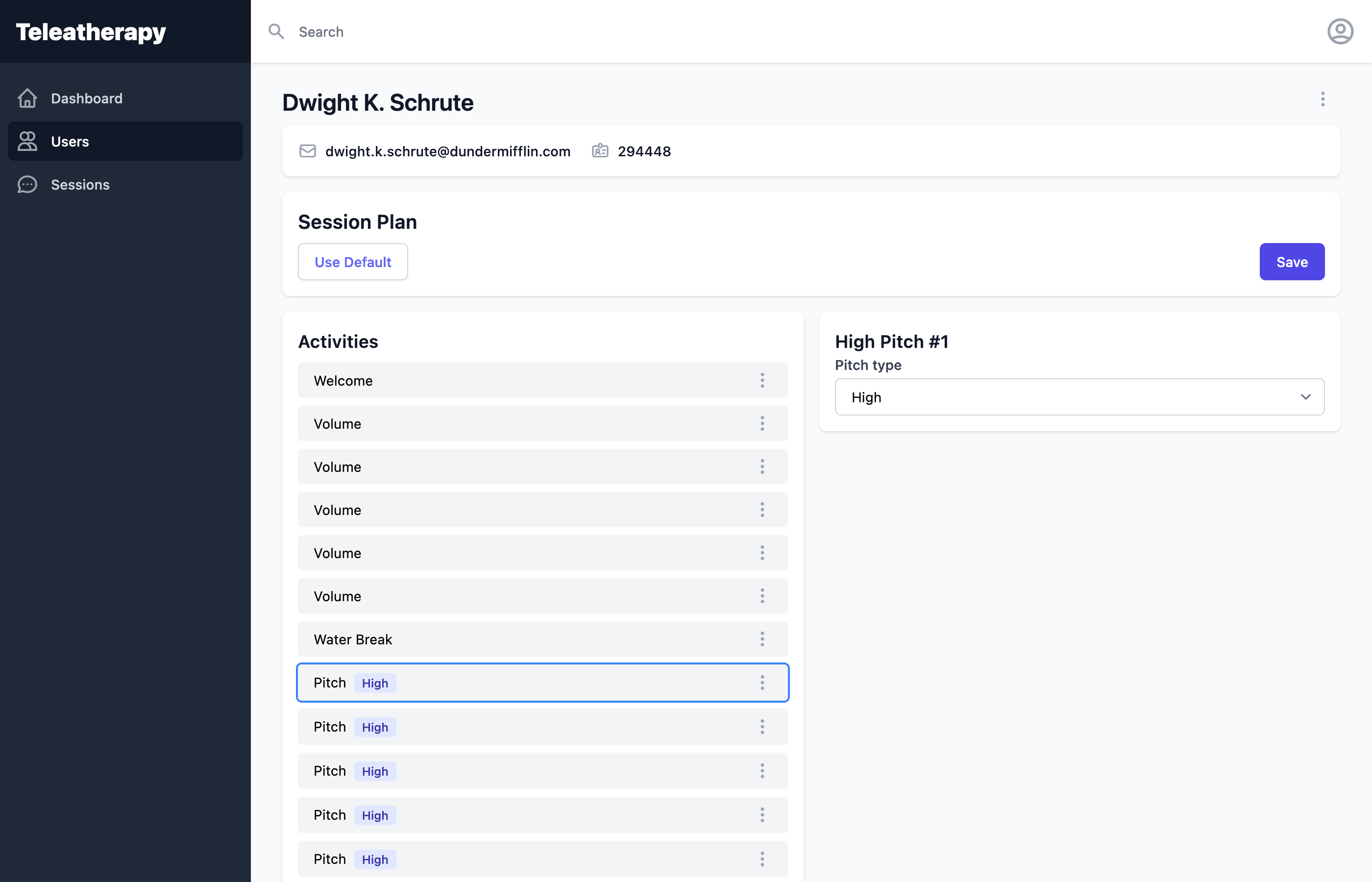 Customer profile user interface